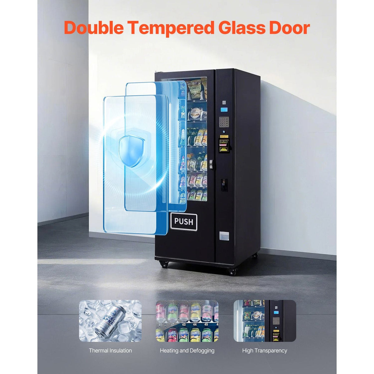 Refrigerated Combo Vending Machine, 36 Slots Commercial Snack Soda Drink Vending Machine with ICT Bill/Coin Acceptor, 6-layer Large Capacity for Business, Shopping Mall, Office, School