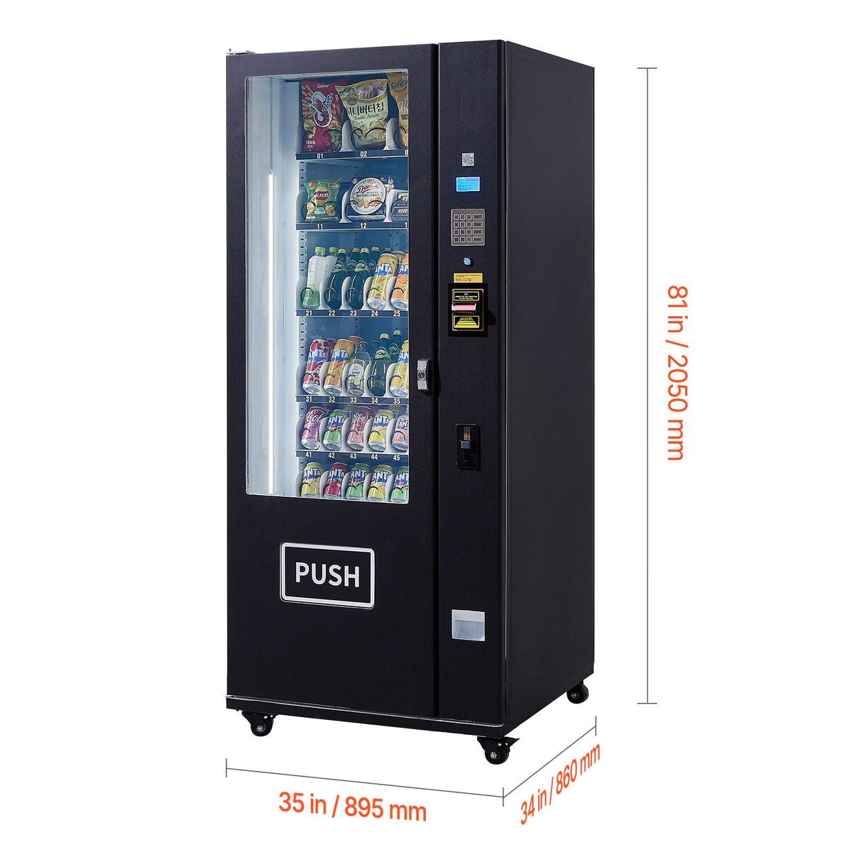 Refrigerated Combo Vending Machine, 36 Slots Commercial Snack Soda Drink Vending Machine with ICT Bill/Coin Acceptor, 6-layer Large Capacity for Business, Shopping Mall, Office, School
