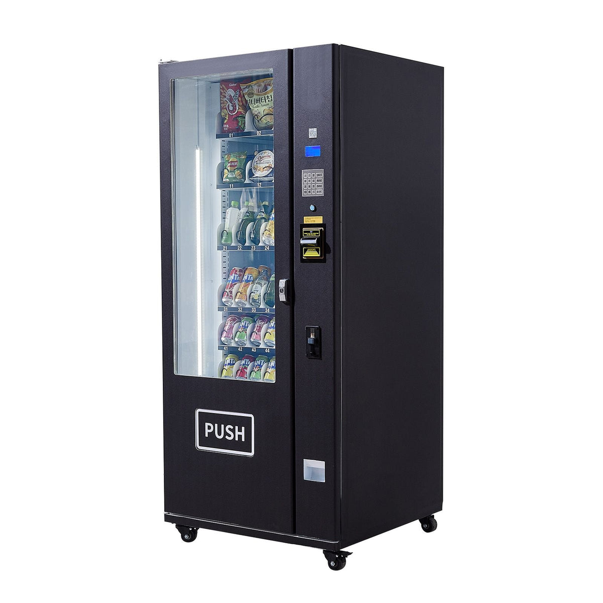 Refrigerated Combo Vending Machine, 36 Slots Commercial Snack Soda Drink Vending Machine with ICT Bill/Coin Acceptor, 6-layer Large Capacity for Business, Shopping Mall, Office, School