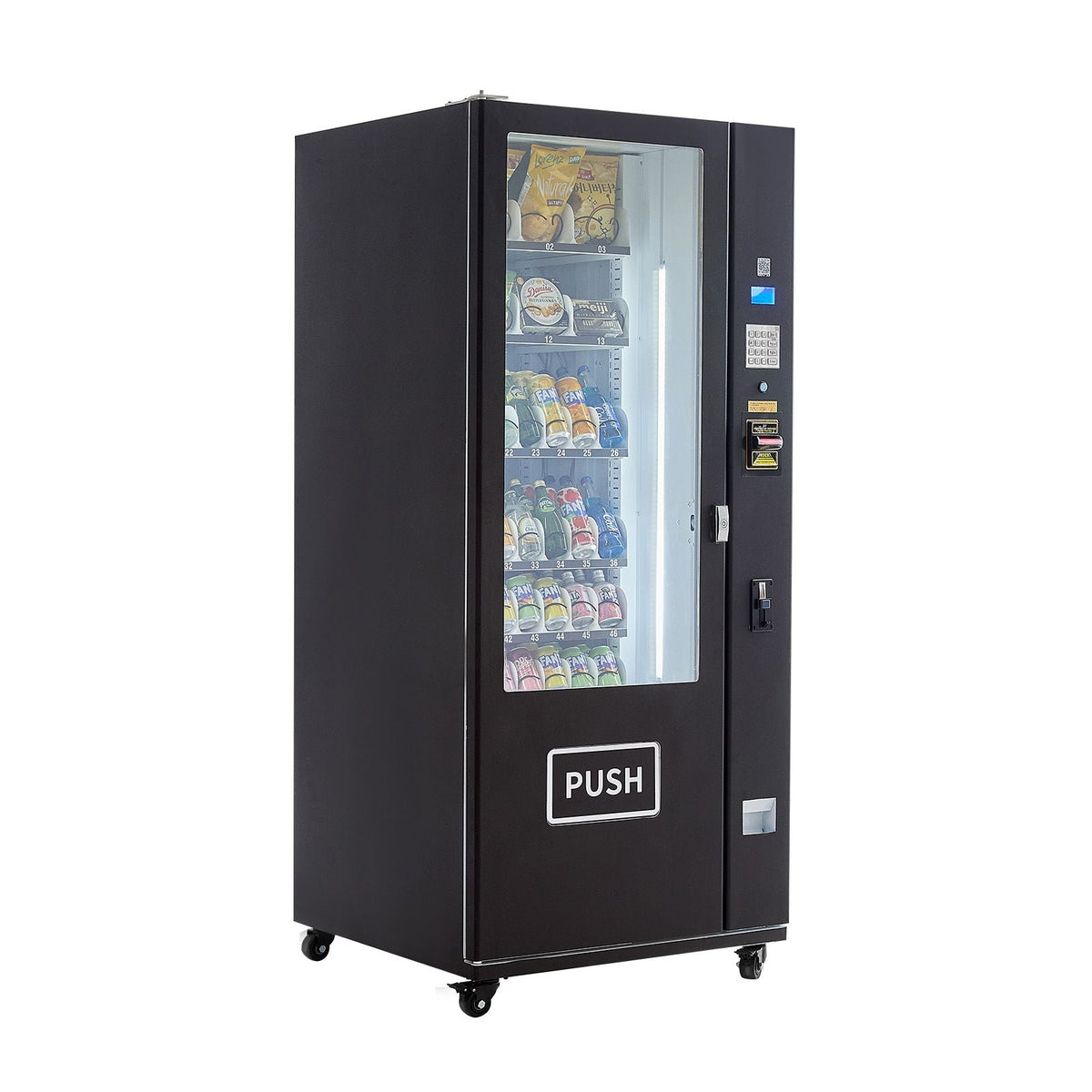 Refrigerated Combo Vending Machine, 36 Slots Commercial Snack Soda Drink Vending Machine with ICT Bill/Coin Acceptor, 6-layer Large Capacity for Business, Shopping Mall, Office, School