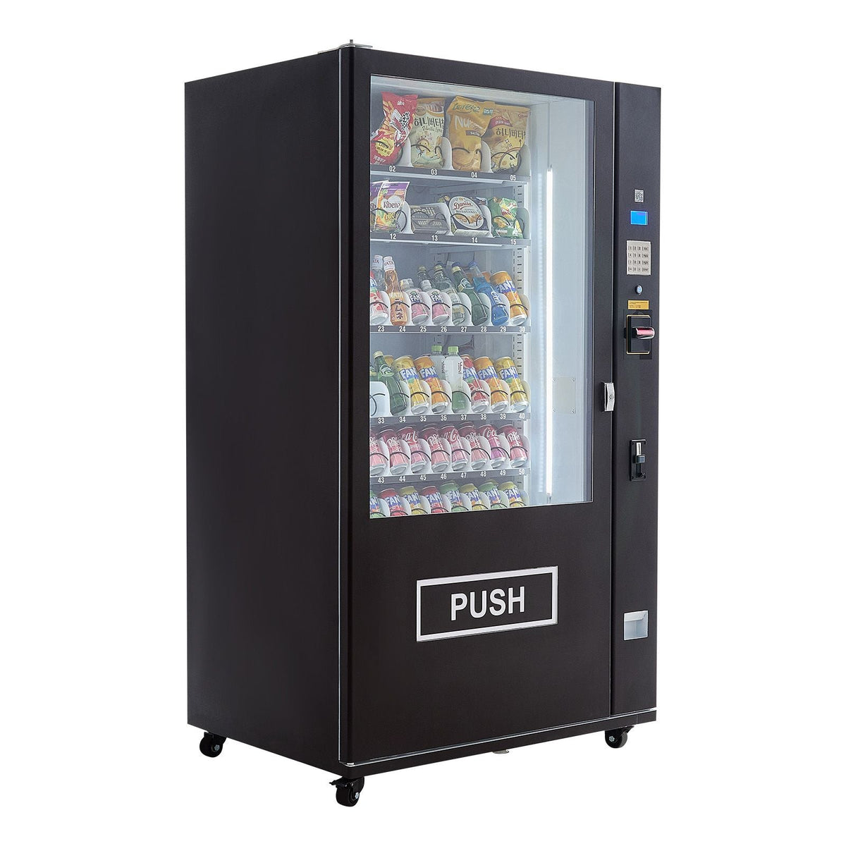 Refrigerated Combo Vending Machine, 60 Slots Commercial Snack Soda Drink Vending Machine with ICT Bill/Coin Acceptor, 6-layer Large Capacity for Business, Shopping Mall, Office, School