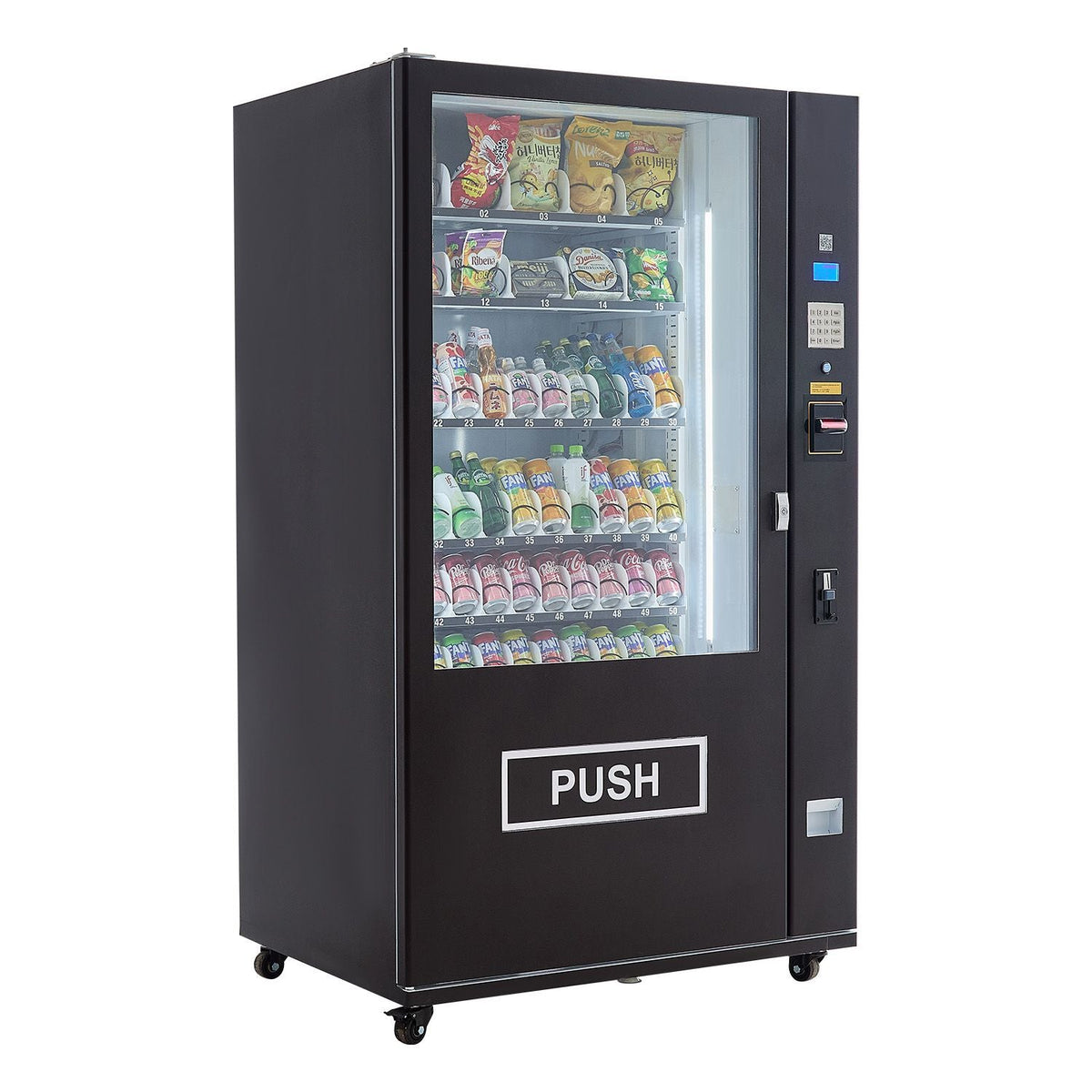 Refrigerated Combo Vending Machine, 60 Slots Commercial Snack Soda Drink Vending Machine with ICT Bill/Coin Acceptor, 6-layer Large Capacity for Business, Shopping Mall, Office, School
