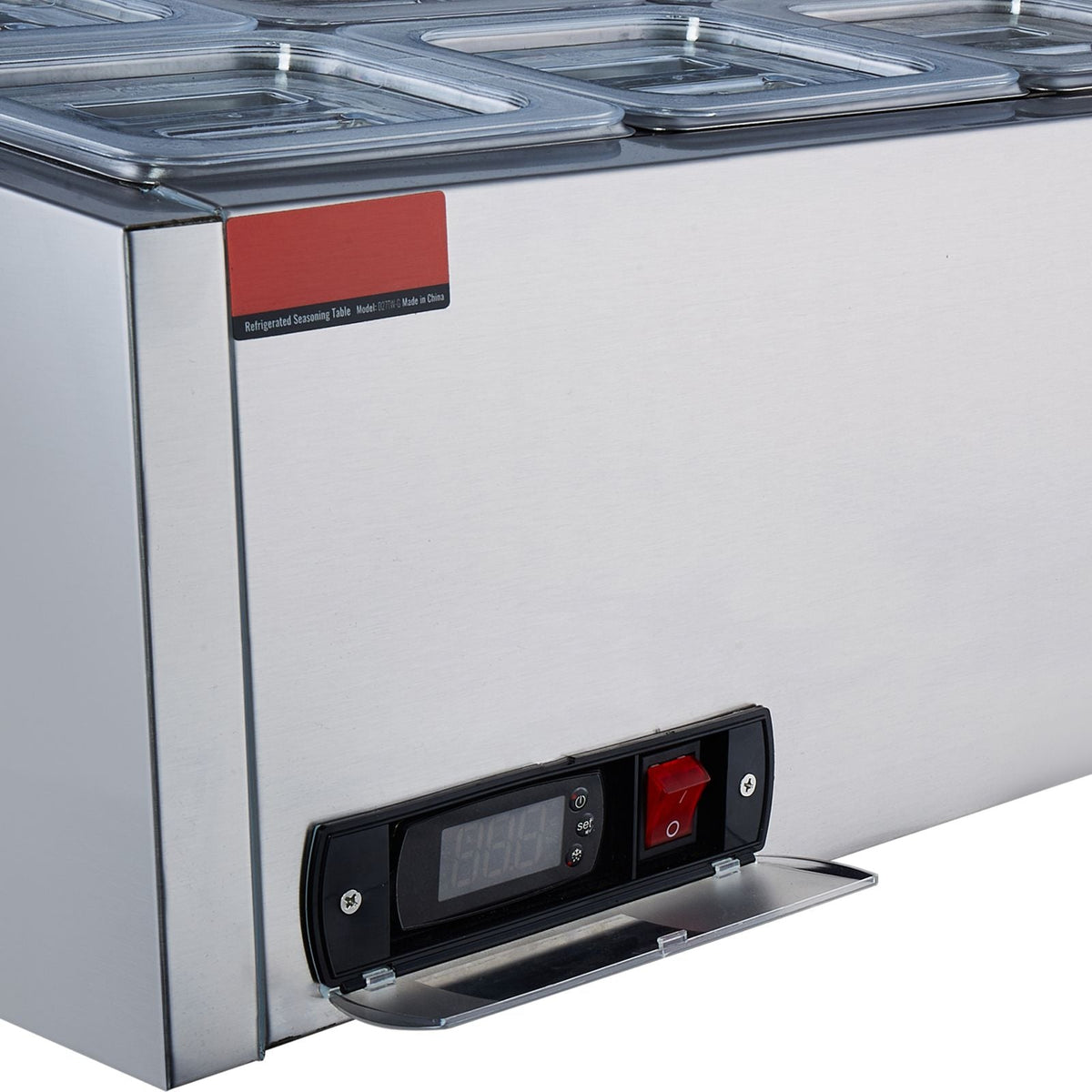 Refrigerated Condiment Prep Station, 140 W Countertop Refrigerated Condiment Station, with 8 1/6 Pans, 304 Stainless Body and PC Lid, Sandwich Prep Table with Stainless Steel Guard, ETL