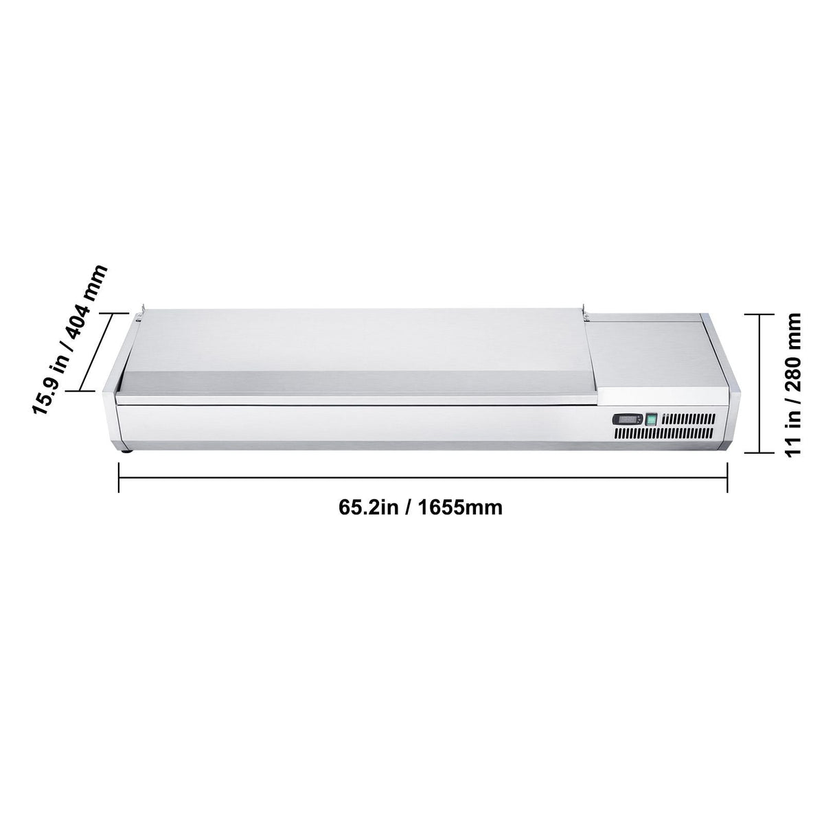 Refrigerated Condiment Prep Station, 160 W Countertop Refrigerated Condiment Station, with 5 1/3 Pans & 4 1/6 Pans, 304 Stainless Body and PC Lid, Sandwich Prep Table with Stainless Guard, ETL