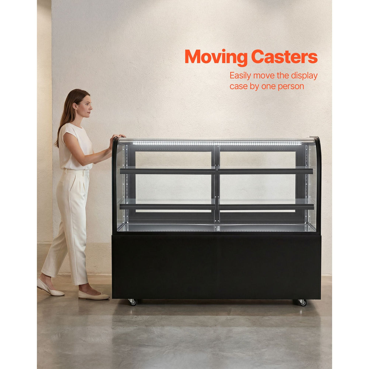 Refrigerated Display Case, 17.6 Cu.Ft./550L Large Pastry Display Case, 2-Tier Commercial Cake Refrigerator with LED Lighting, TURBO Cooling, Frost-Free Air-Cooling, for Bakery, Dessert Shop