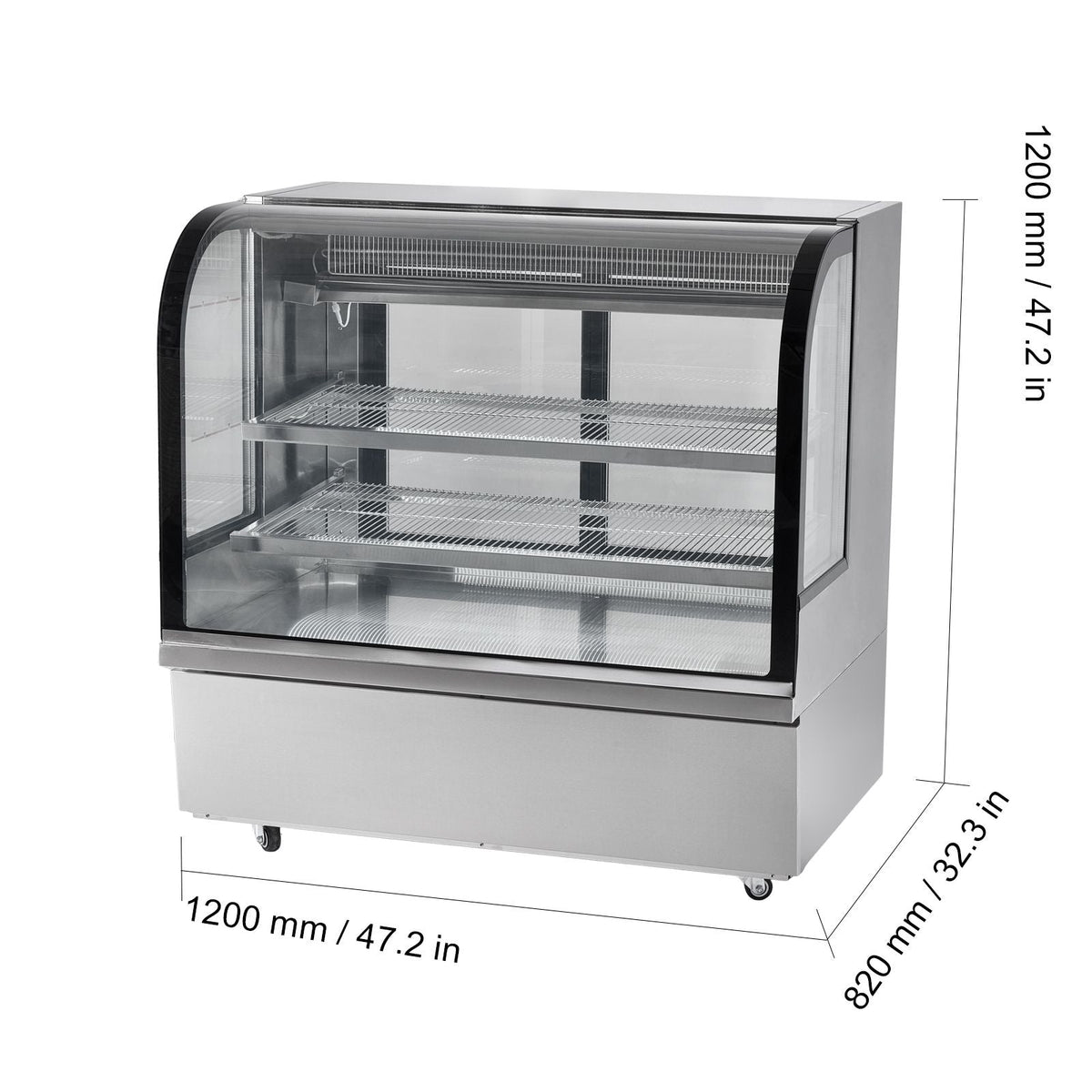 Refrigerated Display Case, 18 Cu.Ft./505L Large Pastry Display Case, 2-Tier Commercial Display Refrigerator with LED Lighting, Downdraft Cooling, Movable with Casters, for Bakery