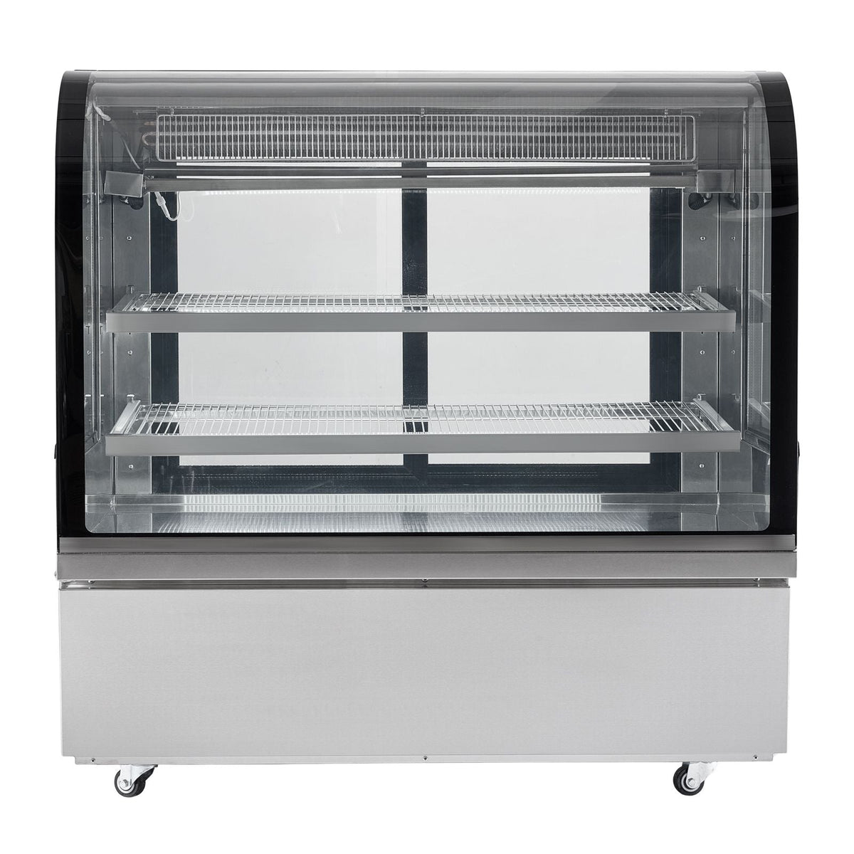 Refrigerated Display Case, 18 Cu.Ft./505L Large Pastry Display Case, 2-Tier Commercial Display Refrigerator with LED Lighting, Downdraft Cooling, Movable with Casters, for Bakery
