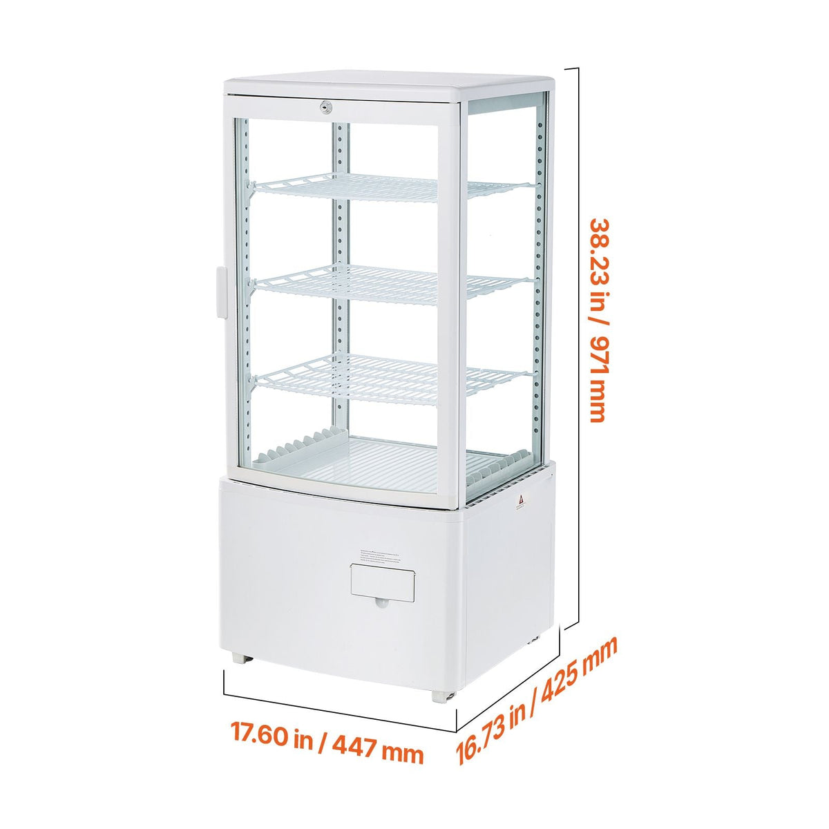 Refrigerated Display Case, 3 Cu.Ft./85L Countertop Pastry Display Case, 3-Tier Commercial Cake Refrigerator with LED Lighting, TURBO Cooling, Frost-Free Air-Cooling, for Bakery, Dessert Shop