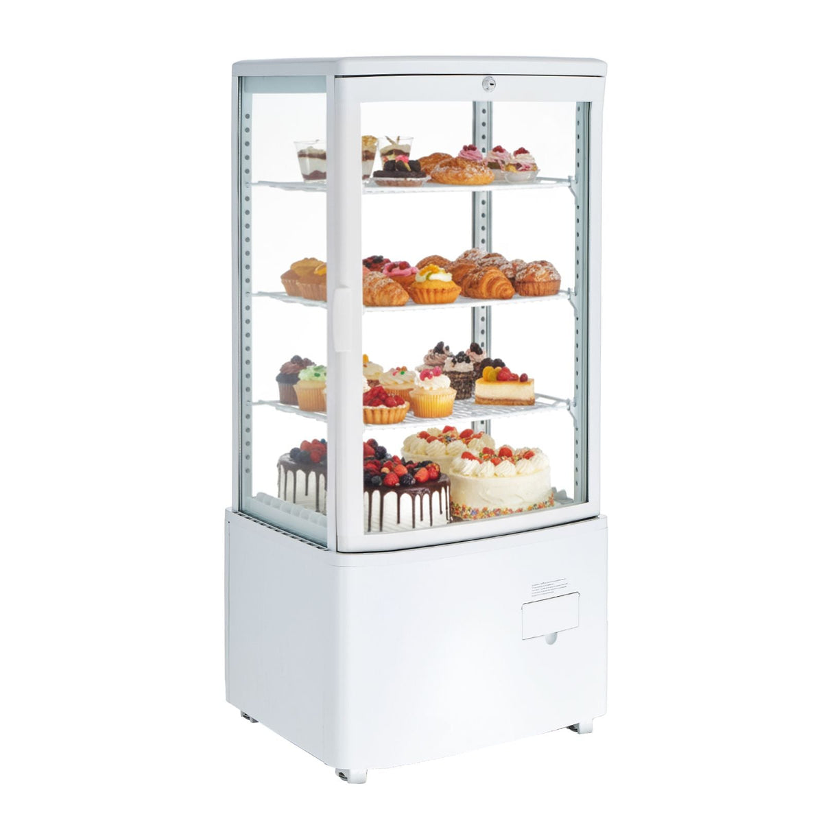 Refrigerated Display Case, 3 Cu.Ft./85L Countertop Pastry Display Case, 3-Tier Commercial Cake Refrigerator with LED Lighting, TURBO Cooling, Frost-Free Air-Cooling, for Bakery, Dessert Shop