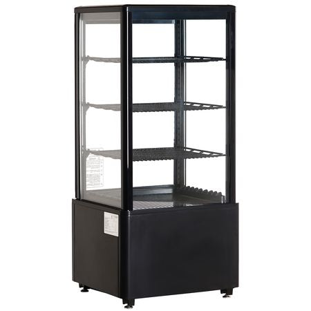 Refrigerated Display Case, 3 Cu.Ft./85L Countertop Pastry Display Case, 3-Tier Commercial Display Refrigerator with LED Lighting, TURBO Cooling, Frost-Free Air-Cooling, Locked Door for Bakery