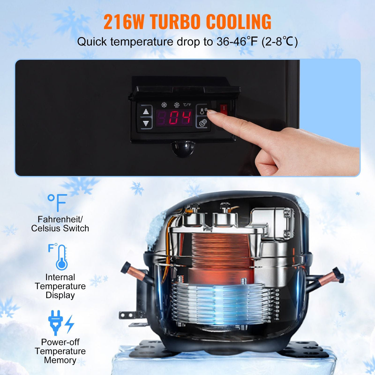 Refrigerated Display Case, 3 Cu.Ft./85L Countertop Pastry Display Case, 3-Tier Commercial Display Refrigerator with LED Lighting, TURBO Cooling, Frost-Free Air-Cooling, Locked Door for Bakery