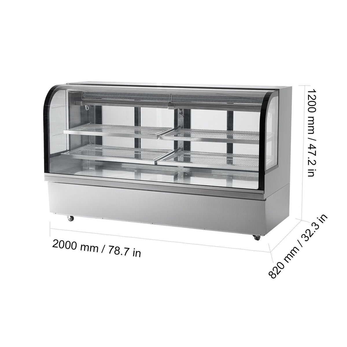 Refrigerated Display Case, 32 Cu.Ft./901L Large Pastry Display Case, 4-Tier Commercial Display Refrigerator with LED Lighting, Downdraft Cooling, Movable with Casters, for Bakery