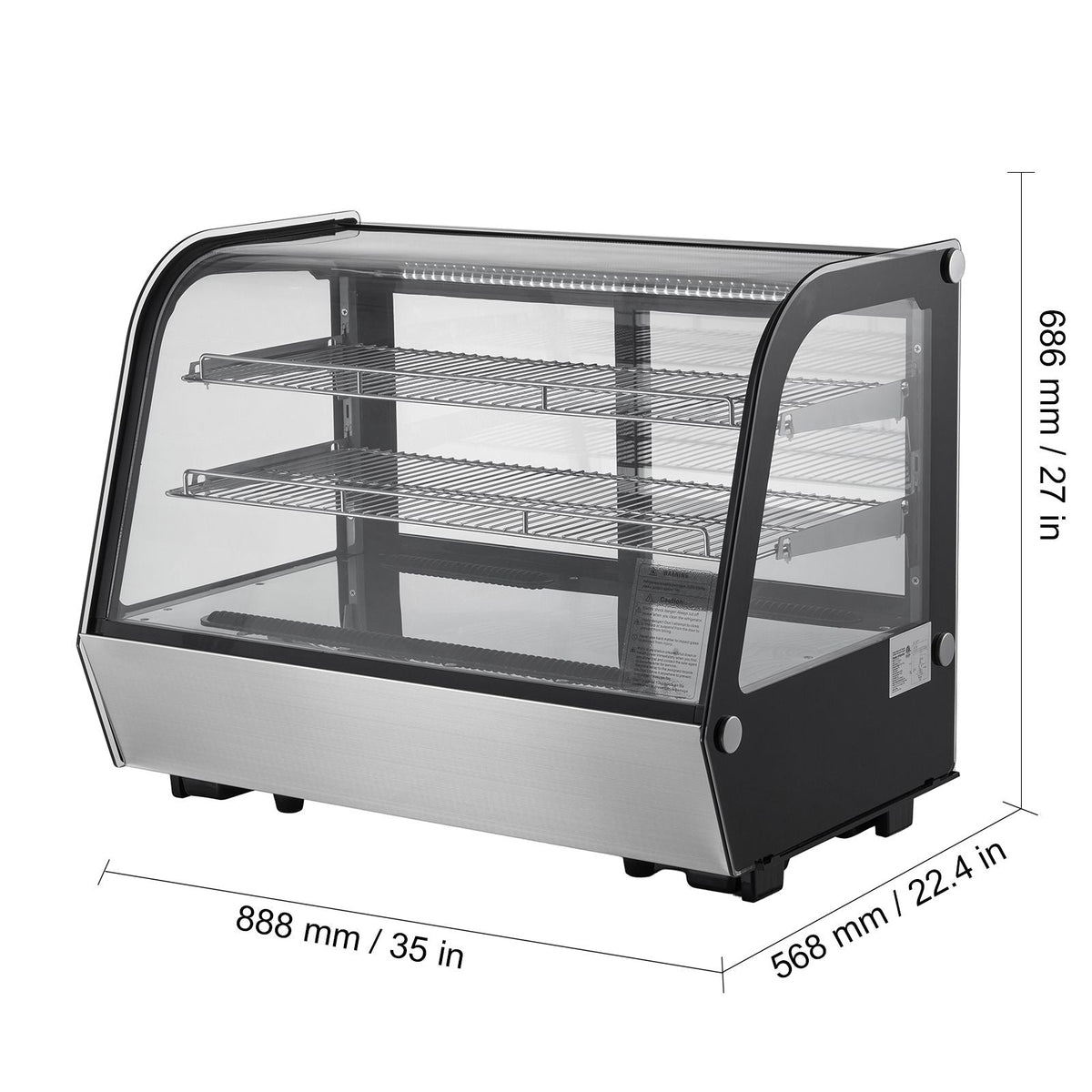 Refrigerated Display Case, 5 Cu.Ft./146L Countertop Pastry Display Case, 2-Tier Commercial Display Refrigerator with LED Lighting, TURBO Cooling, Frost-Free Air-Cooling, for Bakery
