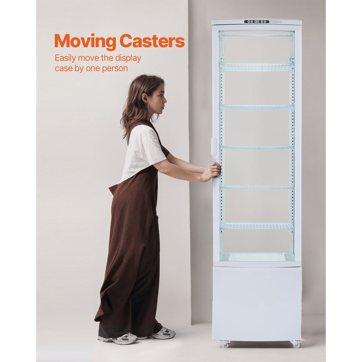 Refrigerated Display Case, 9.8 Cu.Ft./278L Large Pastry Display Case, 5-Tier Commercial Cake Refrigerator with LED Lighting, TURBO Cooling, Frost-Free Air-Cooling, for Bakery, Dessert Shop
