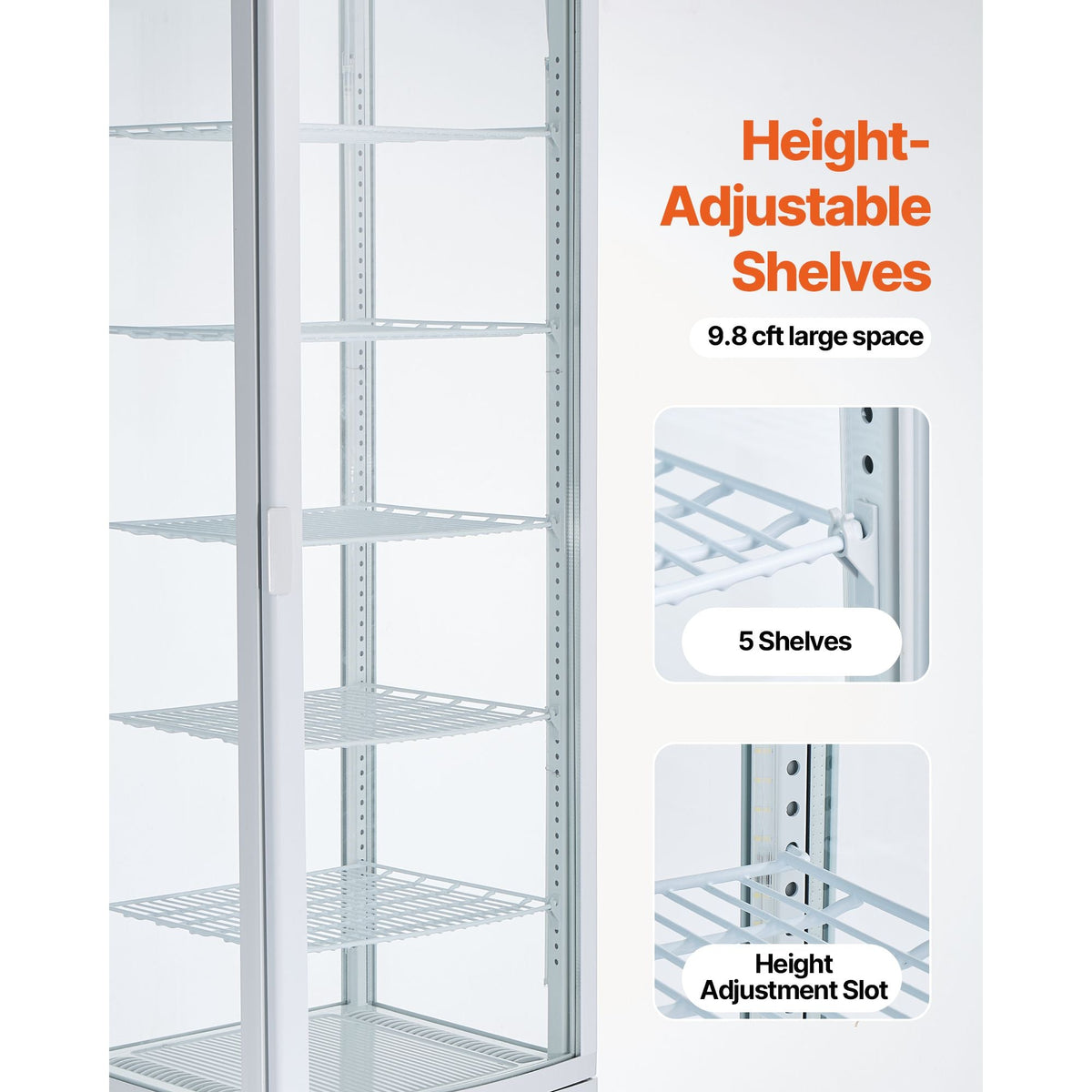Refrigerated Display Case, 9.8 Cu.Ft./278L Large Pastry Display Case, 5-Tier Commercial Cake Refrigerator with LED Lighting, TURBO Cooling, Frost-Free Air-Cooling, for Bakery, Dessert Shop