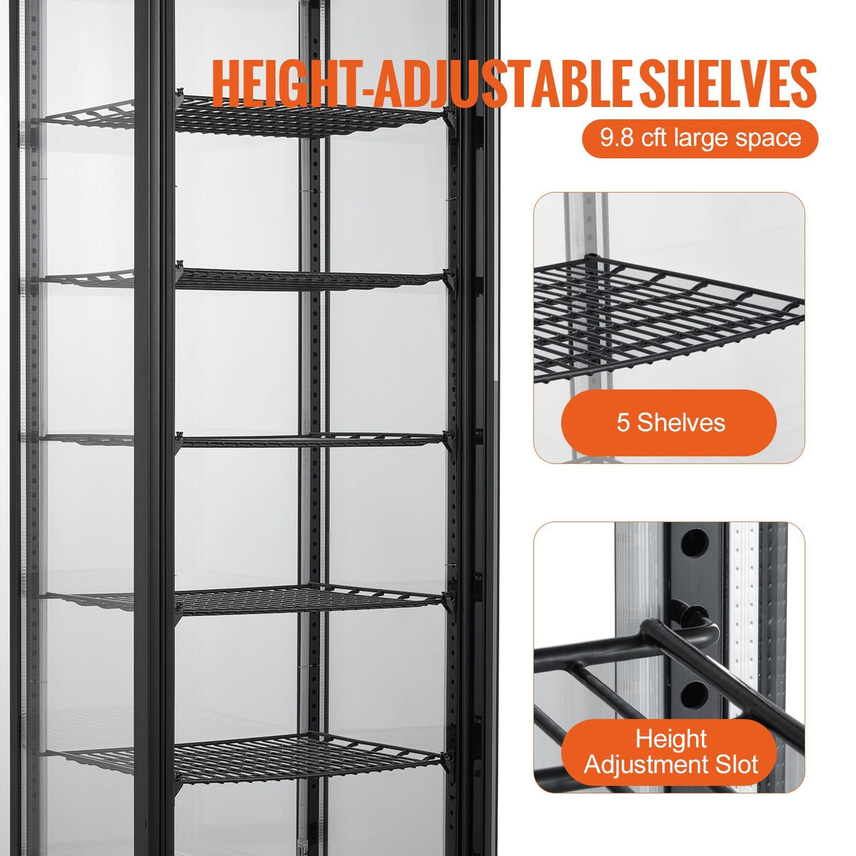 Refrigerated Display Case, 9.8 Cu.Ft./278L Large Pastry Display Case, 5-Tier Commercial Display Refrigerator with LED Lighting, TURBO Cooling, Frost-Free Air-Cooling, for Bakery