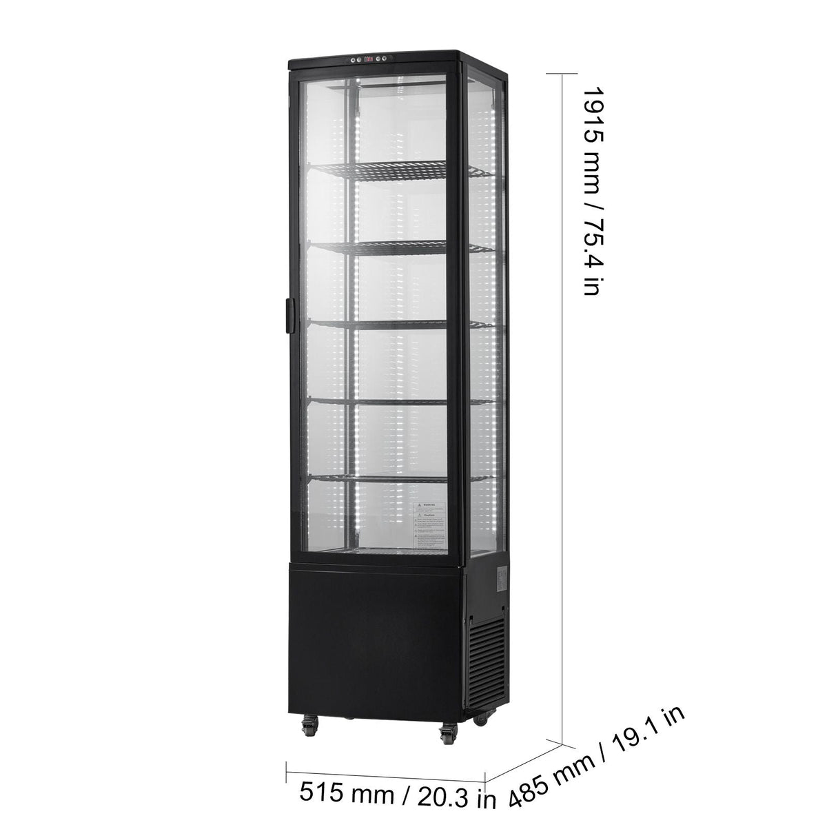 Refrigerated Display Case, 9.8 Cu.Ft./278L Large Pastry Display Case, 5-Tier Commercial Display Refrigerator with LED Lighting, TURBO Cooling, Frost-Free Air-Cooling, for Bakery