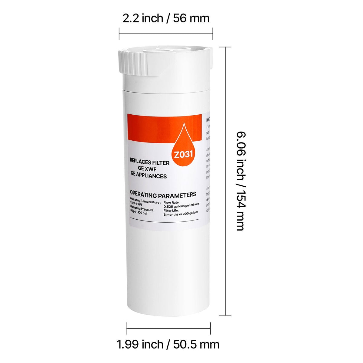 Refrigerator Water Filter Replacement, Carbon Block Filtration for Clear Drinking Water, Certified to Reduce Chlorine, Taste & Odor, Lead, Sediments, 70+ Contaminants, White, 1 Pack