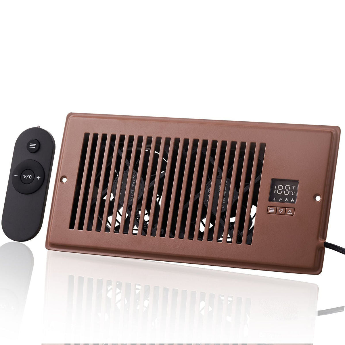 Register Booster Fan, Quiet Vent Booster Fan Fits 4' x 10' Register Holes, with Remote Control and Thermostat Control, Adjustable Speed for Heating Cooling Smart Vent, Brown