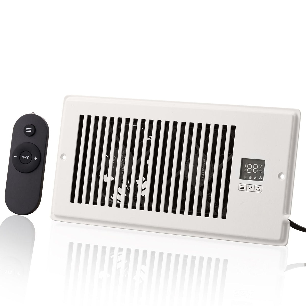 Register Booster Fan, Quiet Vent Booster Fan Fits 4' x 10' Register Holes, with Remote Control and Thermostat Control, Adjustable Speed for Heating Cooling Smart Vent, White