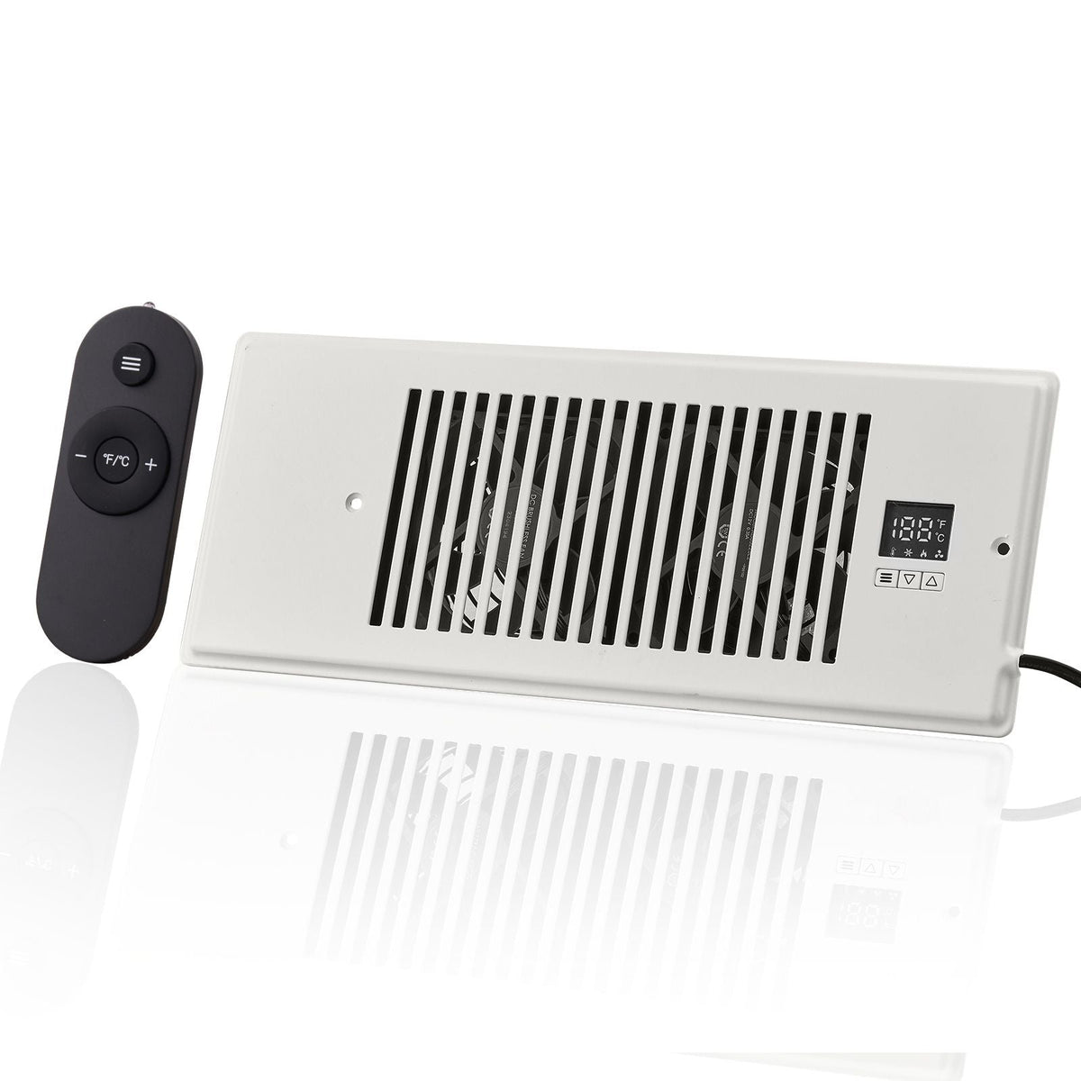 Register Booster Fan, Quiet Vent Booster Fan Fits 4' x 12' Register Holes, with Remote Control and Thermostat Control, Adjustable Speed for Heating Cooling Smart Vent, White