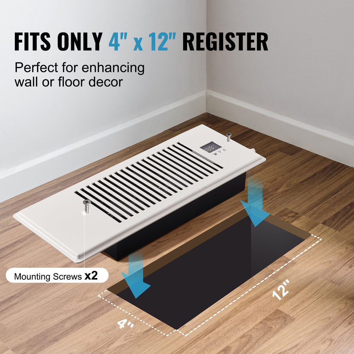 Register Booster Fan, Quiet Vent Booster Fan Fits 4' x 12' Register Holes, with Remote Control and Thermostat Control, Adjustable Speed for Heating Cooling Smart Vent, White