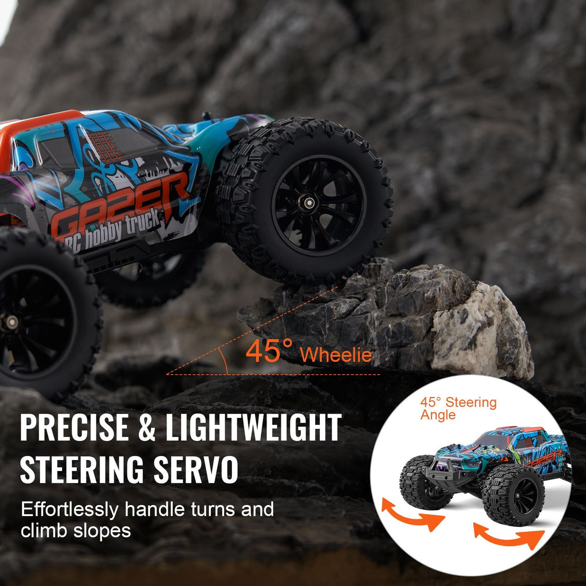 Remote Control Car, 1:14 Scale RC Car for Kids, All Terrain 4WD Off-Road Truck with 1 Extra Car Shell, 45° Wheelie & Adjustable Speed, 42 km/h Hobby RC Car Toy, for 8+ Year Boys Girls