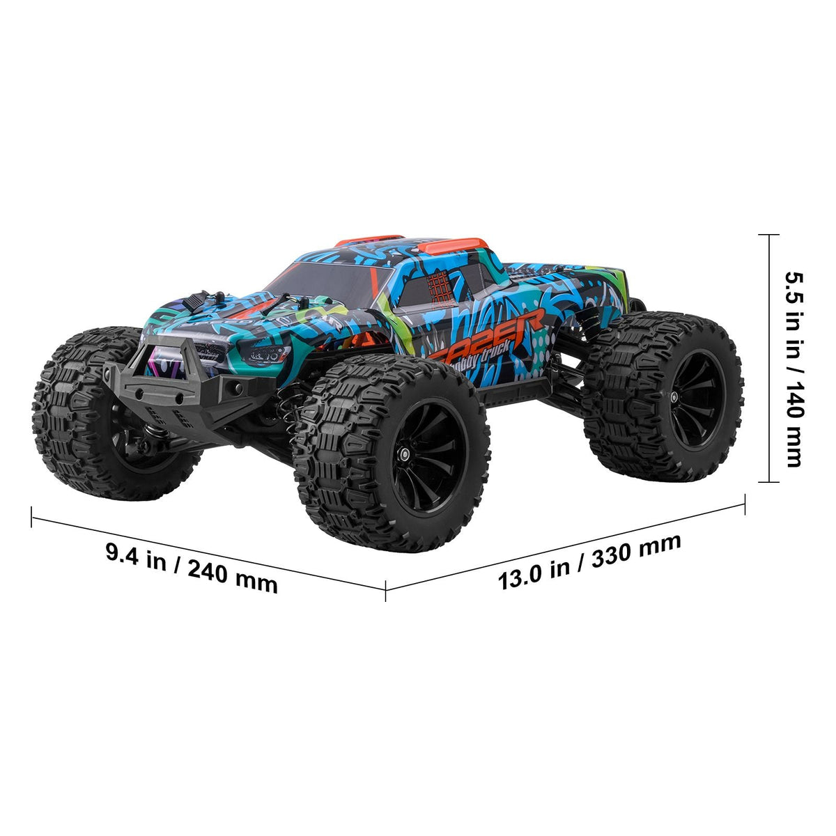 Remote Control Car, 1:14 Scale RC Car for Kids, All Terrain 4WD Off-Road Truck with 1 Extra Car Shell, 45° Wheelie & Adjustable Speed, 42 km/h Hobby RC Car Toy, for 8+ Year Boys Girls
