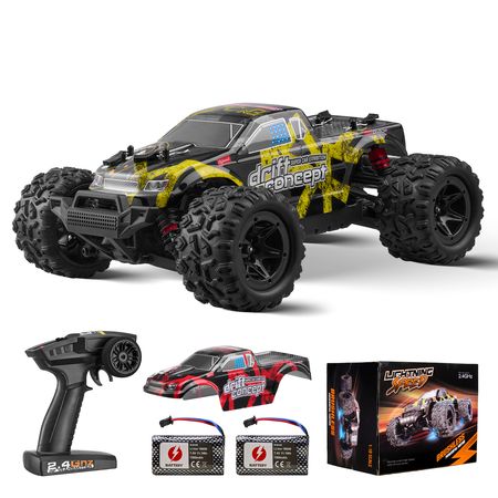 Remote Control Car, 1:18 Scale RC Car for Kids, All Terrain 4WD Off-Road Truck with 45° Wheelie & Adjustable Speed, 45 km/h High-Speed Hobby RC Racing Car Toy, Ideal Gift for 8+ Year Kids, IPX4