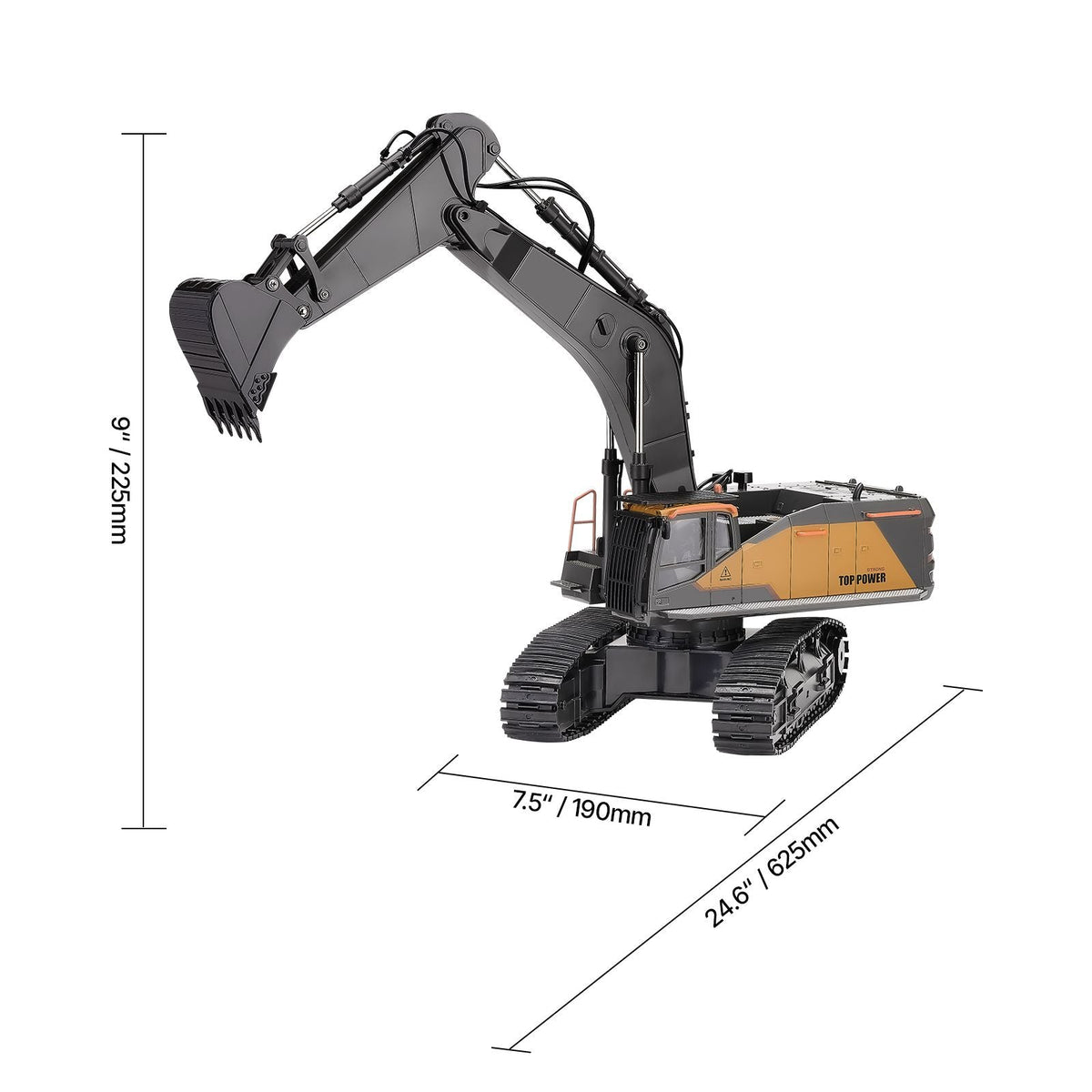 Remote Control Excavator Toy, 22 Channel, 1:14 Scale Remote Control Digger with Metal Shovel, RC Excavator with Lights & Sounds, Full Functional Construction Vehicles for Kids, Birthday Present