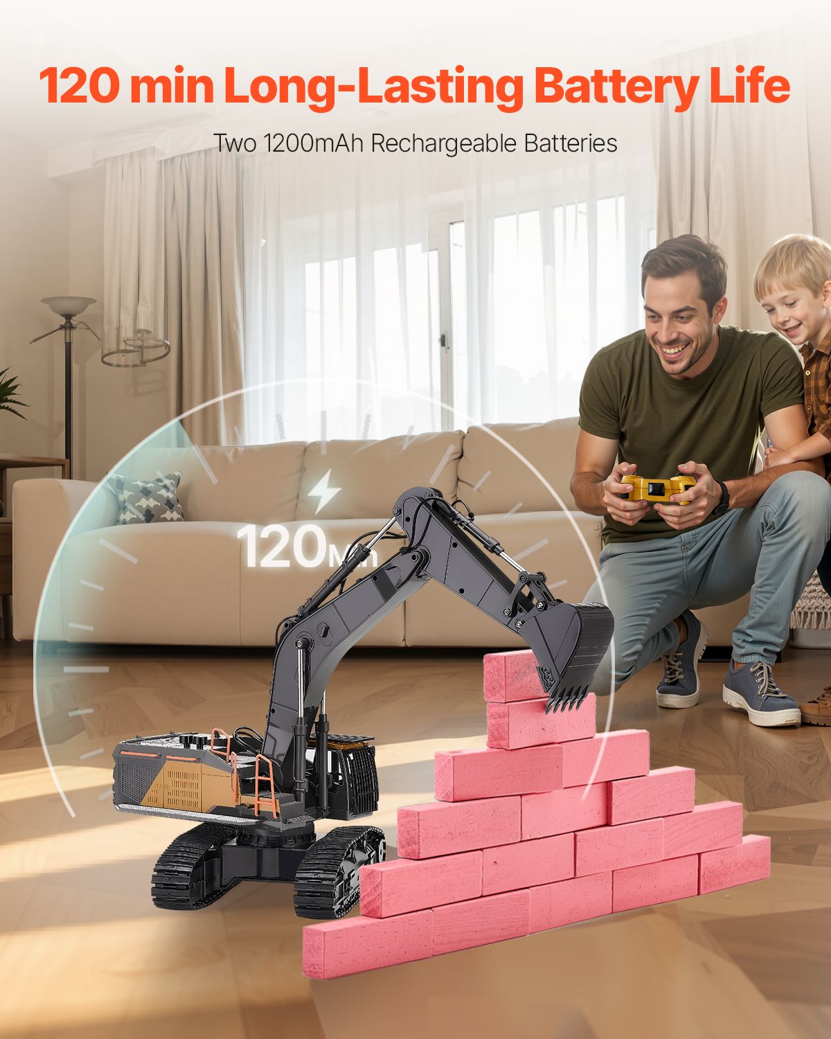 Remote Control Excavator Toy, 22 Channel, 1:14 Scale Remote Control Digger with Metal Shovel, RC Excavator with Lights & Sounds, Full Functional Construction Vehicles for Kids, Birthday Present