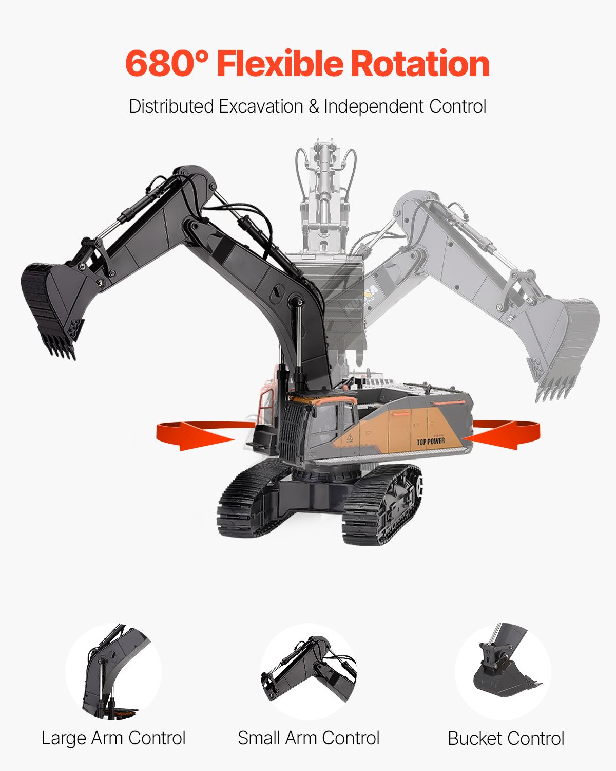 Remote Control Excavator Toy, 22 Channel, 1:14 Scale Remote Control Digger with Metal Shovel, RC Excavator with Lights & Sounds, Full Functional Construction Vehicles for Kids, Birthday Present