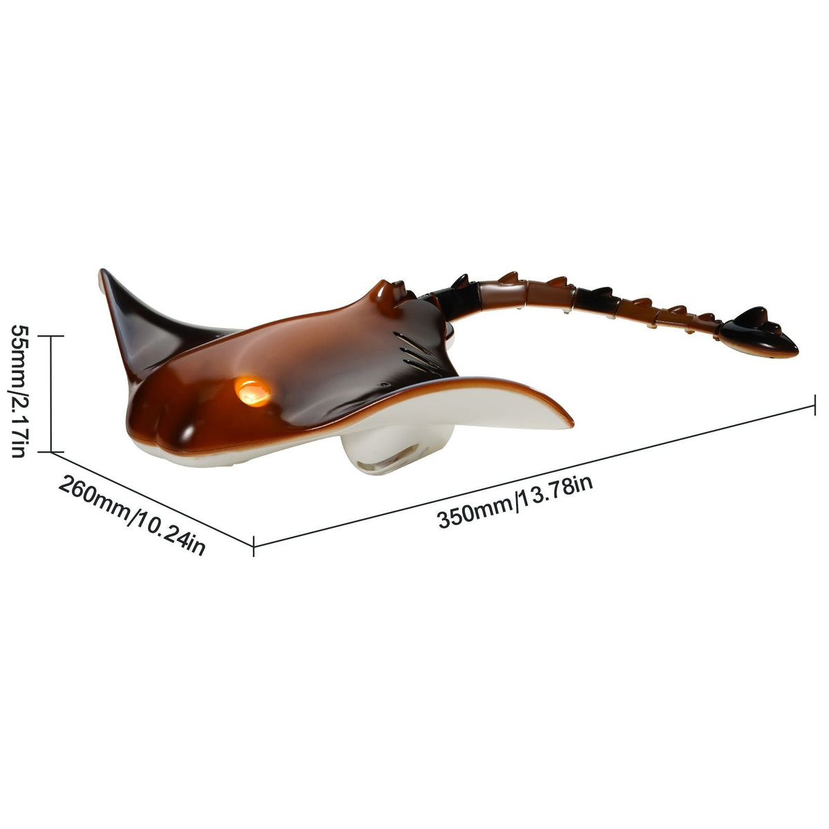Remote Control Manta Ray Toy, 2.4GHz High Simulation Robot Manta Ray with Light, 2 Rechargeable Batteries, for Pool, Bathtub or Lake, Swimming RC Boat Toy for 6+ Year Old Boys and Girls Gift