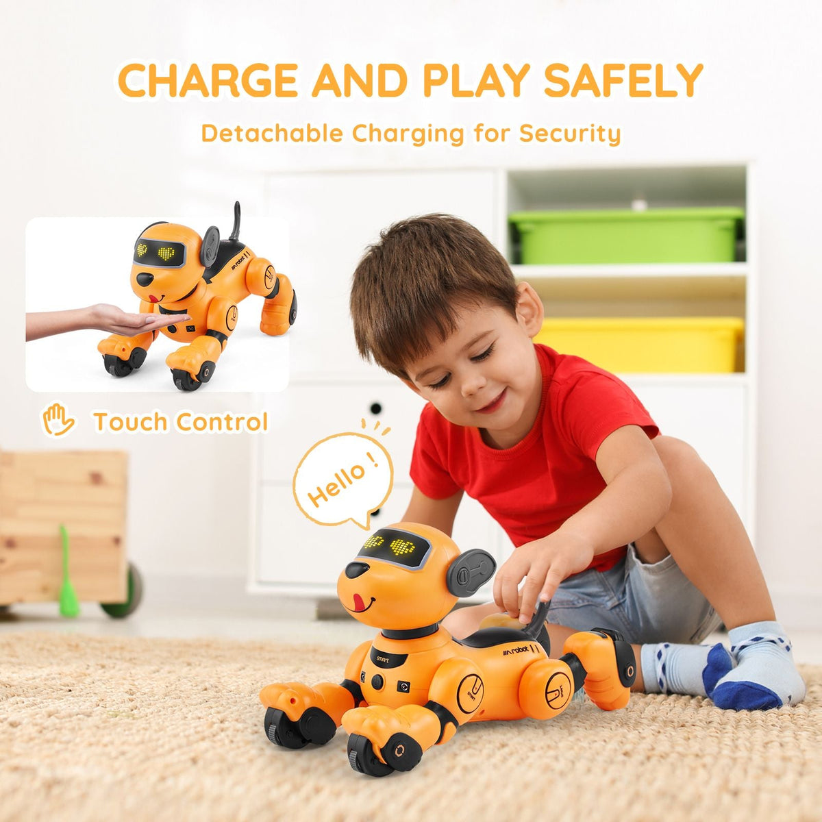 Remote Control Robot Dog Toy, 2.4GHz RC Dog Programmable Smart Interactive Robotic Pet for Kids with Follow Function, Touch & Voice Control, Singing Dancing RC Stunt Toy for Age 3+ Boys Girls