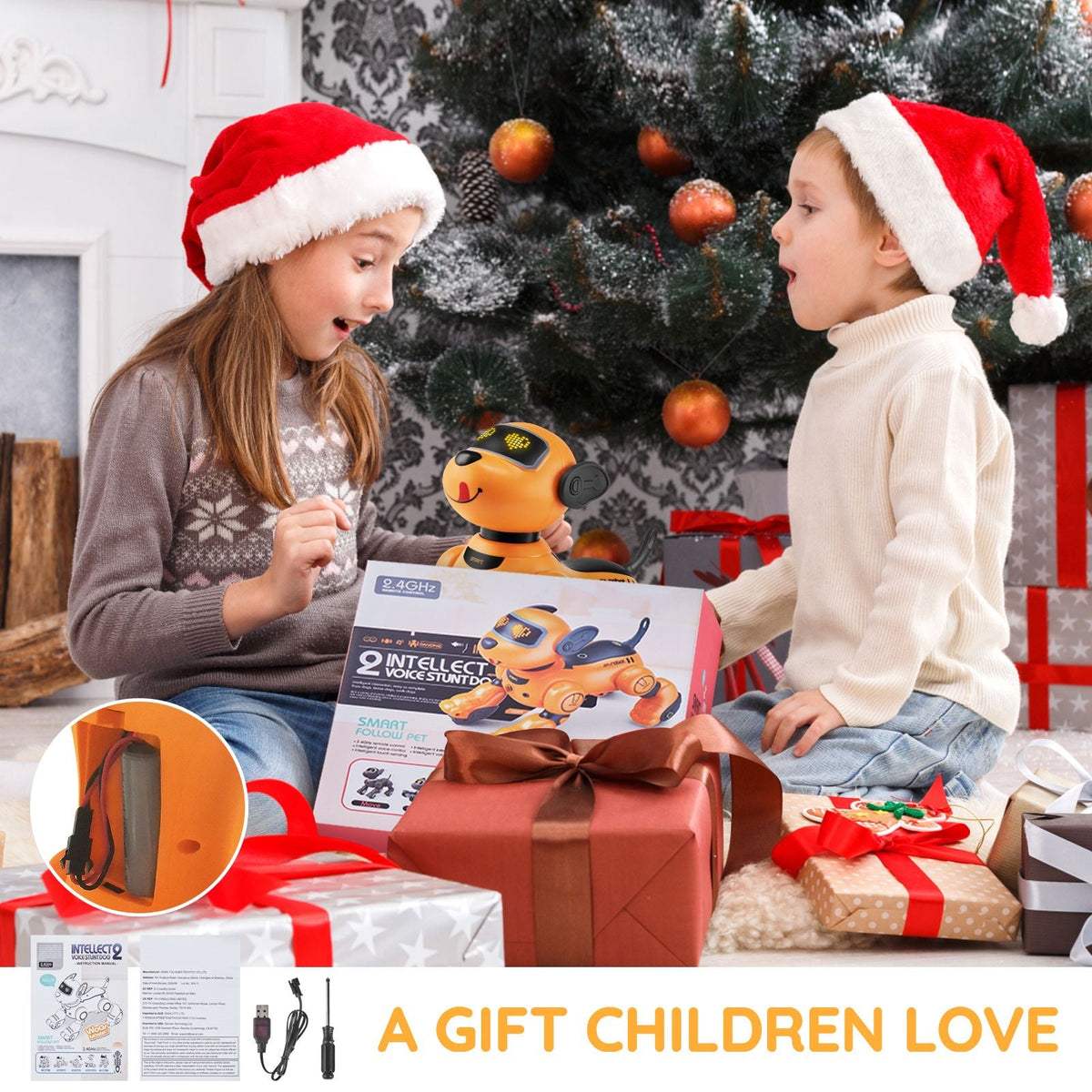 Remote Control Robot Dog Toy, 2.4GHz RC Dog Programmable Smart Interactive Robotic Pet for Kids with Follow Function, Touch & Voice Control, Singing Dancing RC Stunt Toy for Age 3+ Boys Girls