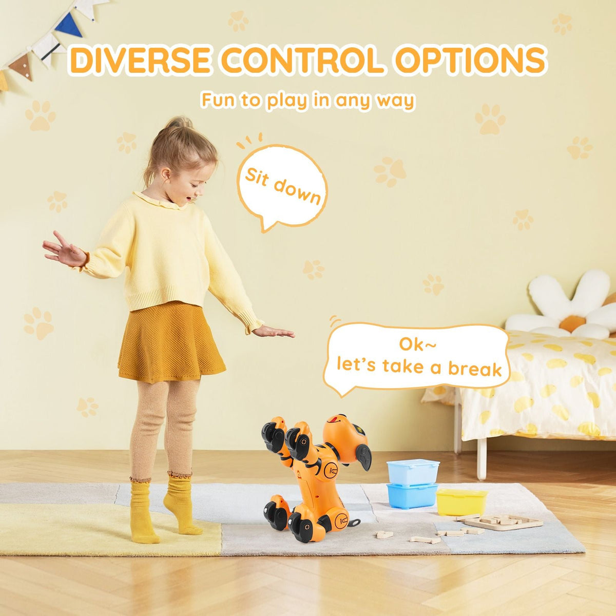 Remote Control Robot Dog Toy, 2.4GHz RC Dog Programmable Smart Interactive Robotic Pet for Kids with Follow Function, Touch & Voice Control, Singing Dancing RC Stunt Toy for Age 3+ Boys Girls