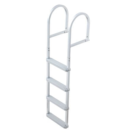 Removable Dock Ladder, 4 Steps, Aluminum Alloy Pontoon Boat Swim Ladder, with Non-Slip Wide PP Steps, 500 lbs Weight Capacity, Quick Release Design, for Lake Swimming, Pool, Marine Boarding