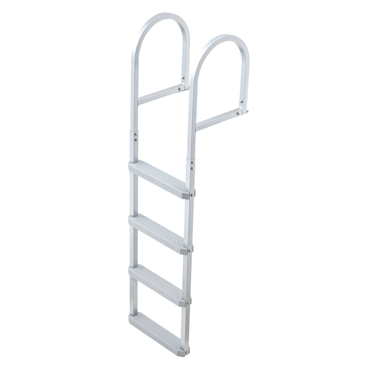 Removable Dock Ladder, 4 Steps, Aluminum Alloy Pontoon Boat Swim Ladder, with Non-Slip Wide PP Steps, 500 lbs Weight Capacity, Quick Release Design, for Lake Swimming, Pool, Marine Boarding