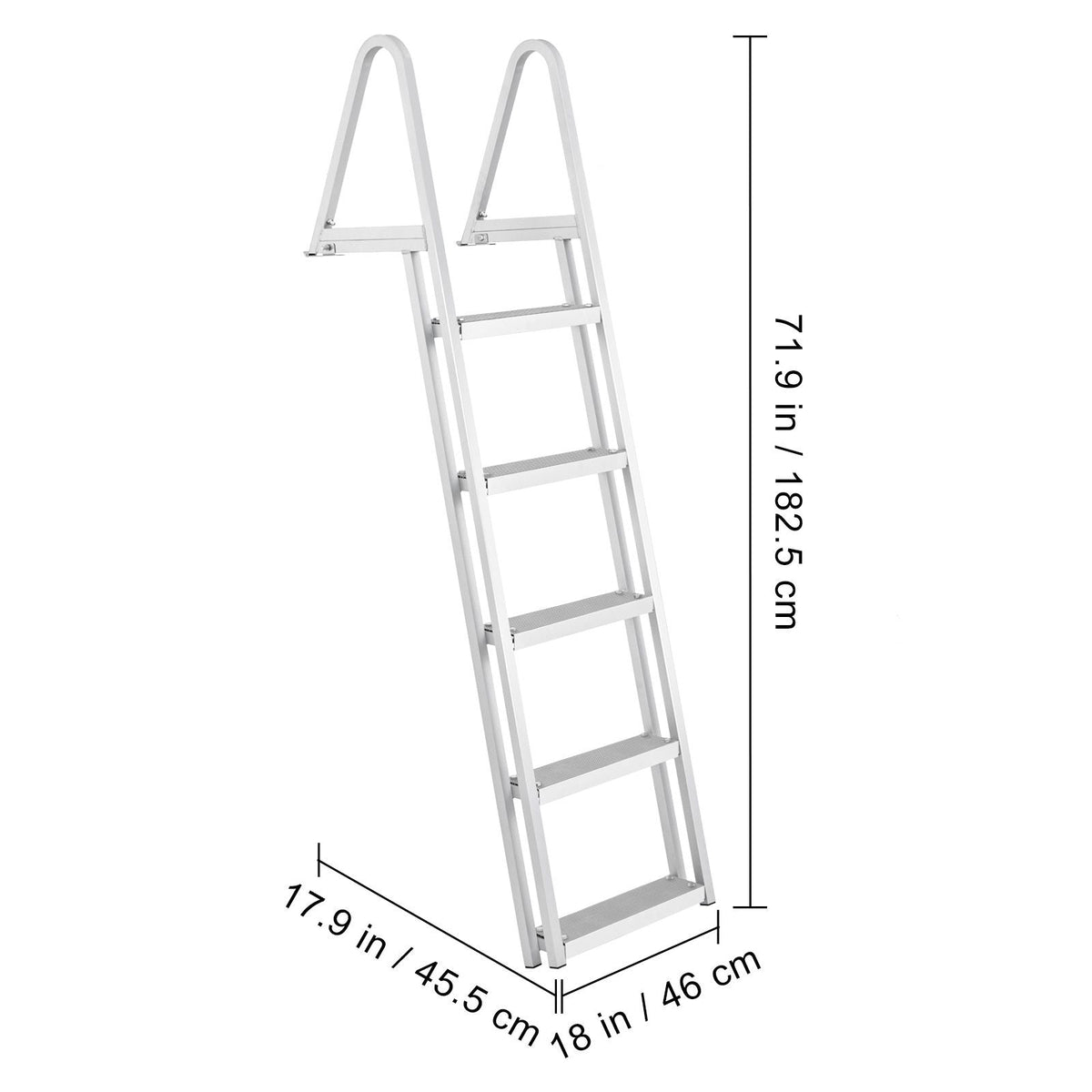 Removable Dock Ladder 5 Steps, 350 lbs Load Capacity, Pontoon Boat Ladder with 4'' Wide Step & Nonslip Design for Ship/Lake/Pool/Marine Boarding