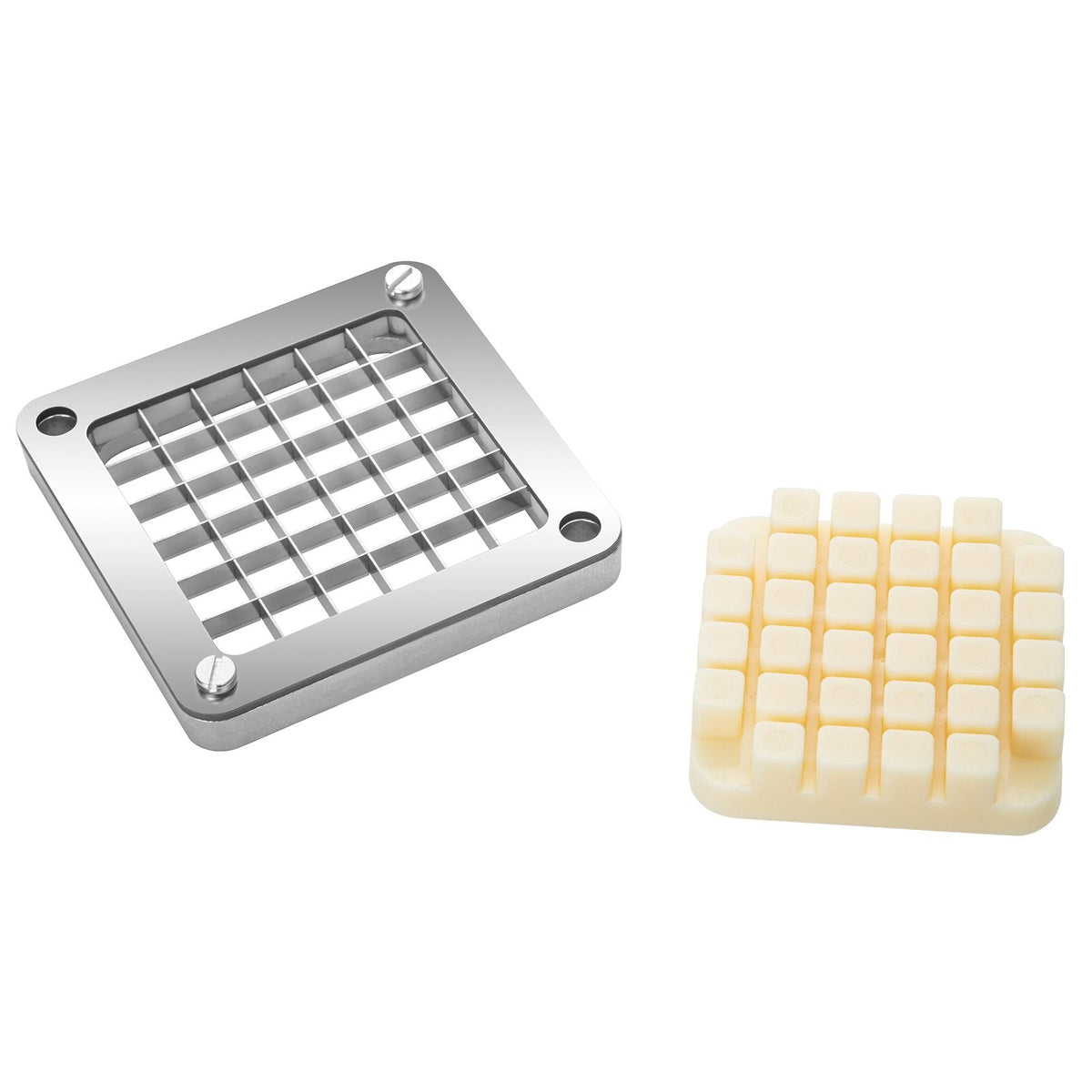 Replacement Chopper Blade, 1/2 inch, 3 PCS French Fry Blade Assembly with 6 Extra Knives, Stainless Steel Dicer Parts and Push Block for Cutting Potatoes Carrots Onions Cucumbers Mushrooms