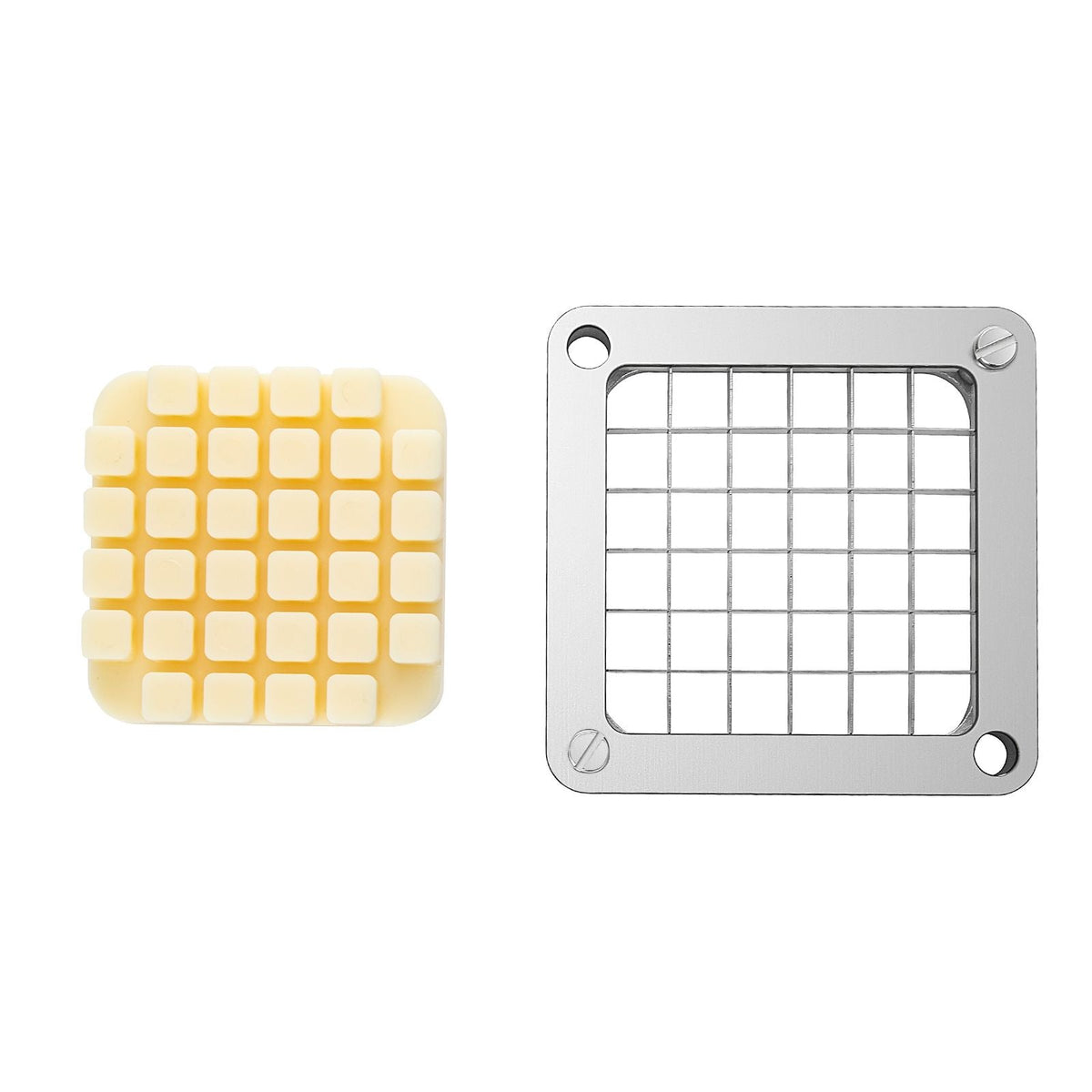 Replacement Chopper Blade, 1/2 inch, 3 PCS French Fry Blade Assembly with 6 Extra Knives, Stainless Steel Dicer Parts and Push Block for Cutting Potatoes Carrots Onions Cucumbers Mushrooms
