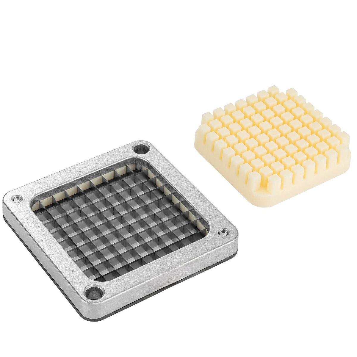 Replacement Chopper Blade, 3/8 inch, 3 PCS French Fry Blade Assembly with 6 Extra Knives, Stainless Steel Dicer Parts and Push Block for Cutting Potatoes Carrots Onions Cucumbers Mushrooms
