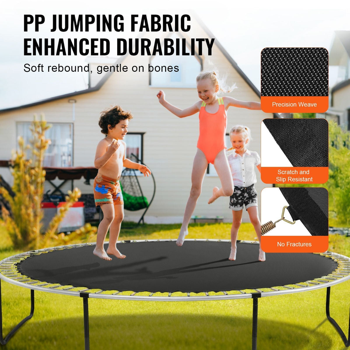 Replacement Trampoline Mat, Jumping Mat Fits 12ft Frame, Universal Jumping Mat for 12ft Round Trampoline, Reinforce UV-Resistant Mat with Spring Tool & Durable V-Rings, Fit 5.5" Spring Length