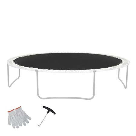 Replacement Trampoline Mat, Jumping Mat Fits 12ft Frame, Universal Jumping Mat for 12ft Round Trampoline, Reinforce UV-Resistant Mat with Spring Tool & Durable V-Rings, Fit 5.5" Spring Length