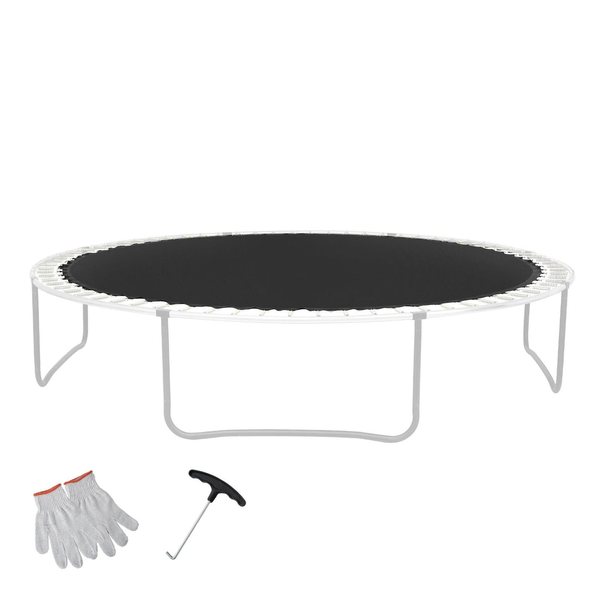 Replacement Trampoline Mat, Jumping Mat Fits 14ft Frame, Universal Jumping Mat for 14ft Round Trampoline, Reinforce UV-Resistant Mat with Spring Tool & Durable V-Rings, Fit 6.5"-7" Spring Length