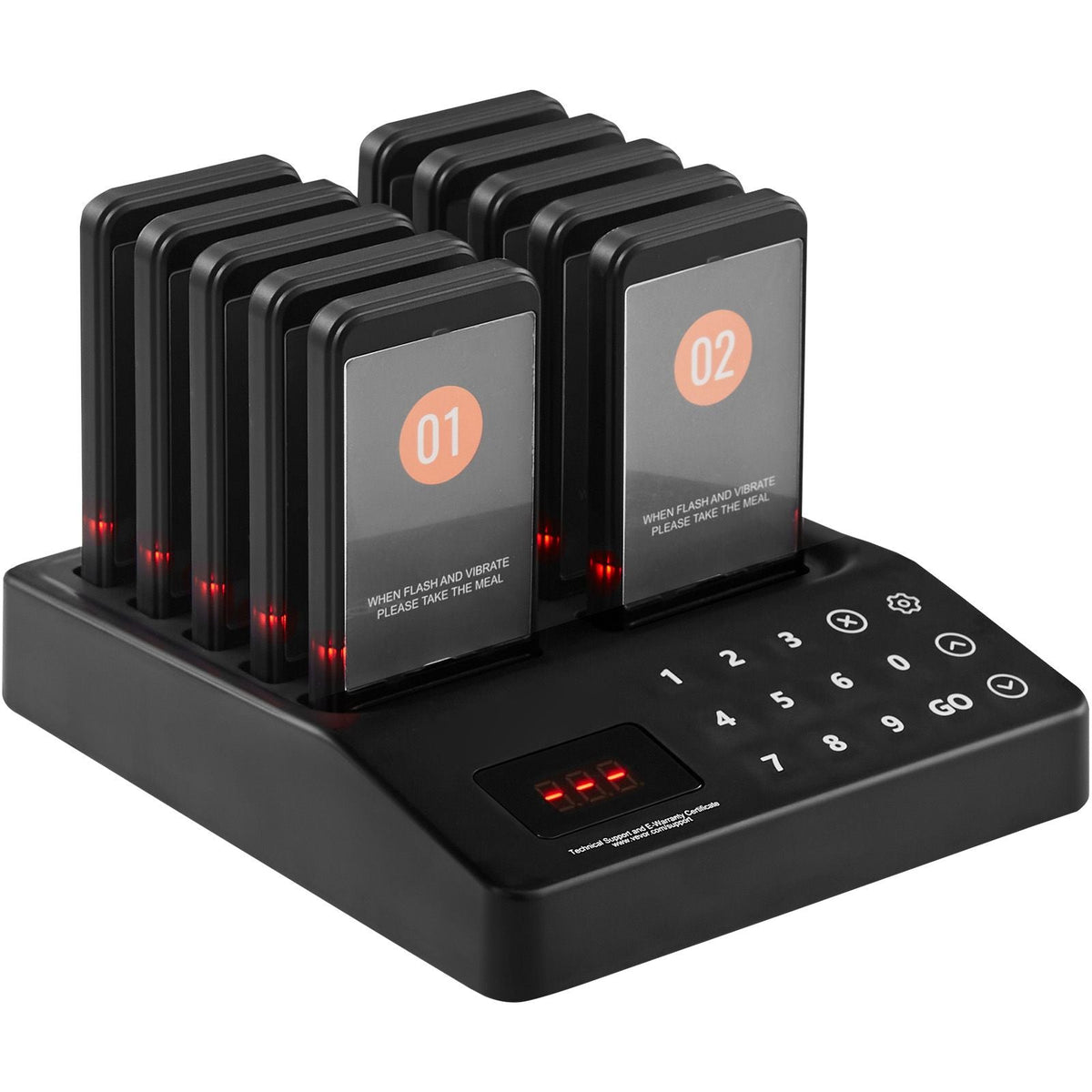 Restaurant Pager System, Wireless 400m Long Range Lineup Waiting Queue Signal, Guest Customer Calling Beepers with Vibration & Flashing, 10 Buzzers for Food Truck, Church, Nursery, Hospital