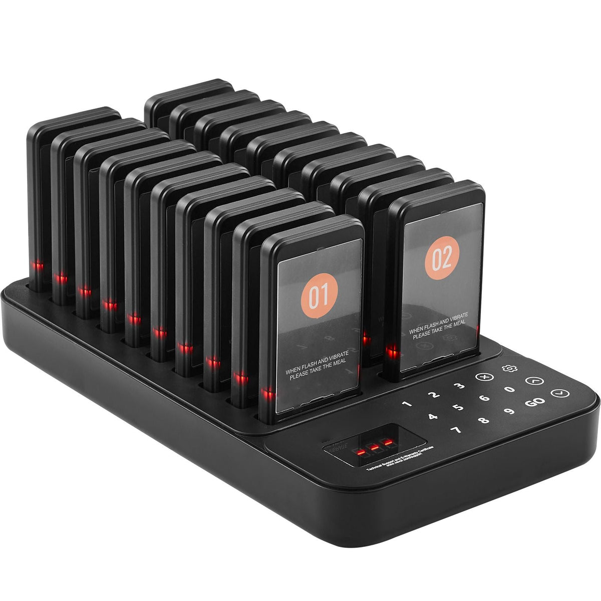 Restaurant Pager System, Wireless 400m Long Range Lineup Waiting Queue Signal, Guest Customer Calling Beepers with Vibration & Flashing, 20 Buzzers for Food Truck, Church, Nursery, Hospital