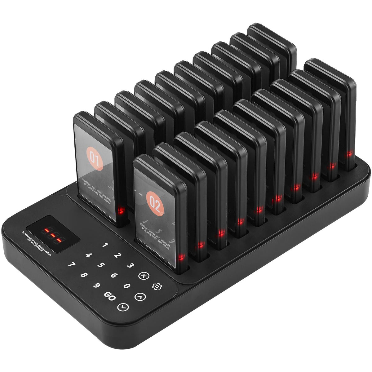 Restaurant Pager System, Wireless 400m Long Range Lineup Waiting Queue Signal, Guest Customer Calling Beepers with Vibration & Flashing, 20 Buzzers for Food Truck, Church, Nursery, Hospital