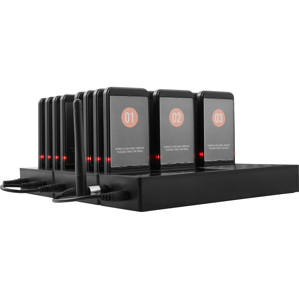 Restaurant Pager System, Wireless 400m Long Range Lineup Waiting Queue Signal, Guest Customer Calling Beepers with Vibration & Flashing, 24 Buzzers for Food Truck, Church, Nursery, Hospital