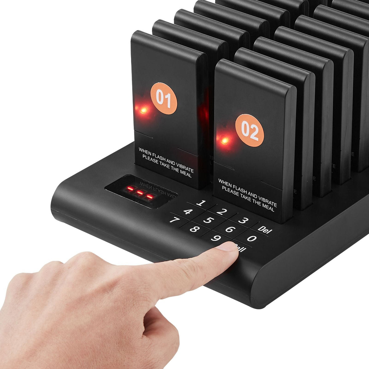 Restaurant Pager System, Wireless 500m Long Range Lineup Waiting Queue Signal, Guest Customer Calling Beepers with Vibration & Flashing, 16 Buzzers for Food Truck, Church, Nursery, Hospital
